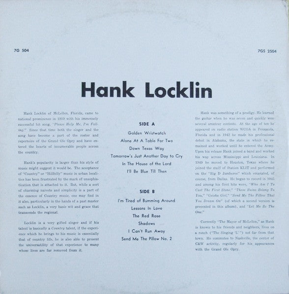Hank Locklin : Hank Locklin (LP, Mono)