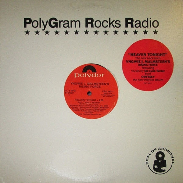 Yngwie J. Malmsteen's Rising Force : Heaven Tonight (12", Single, Promo)