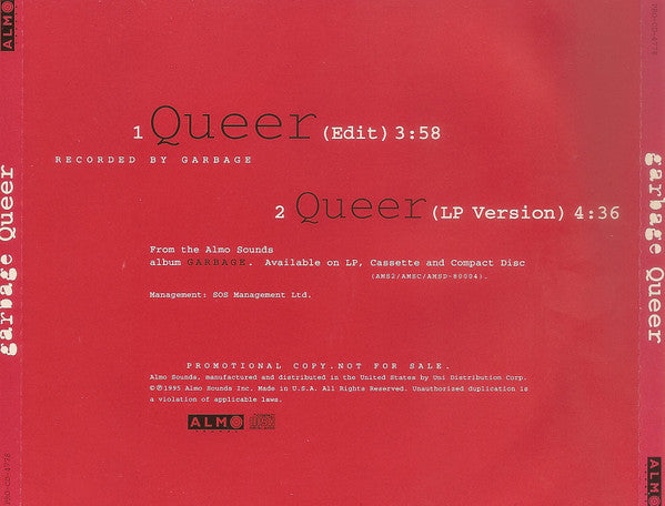 Garbage : Queer (CD, Single, Promo)