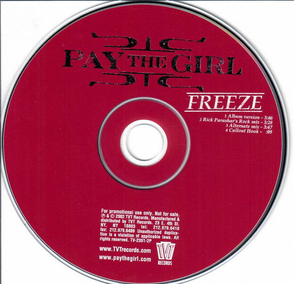 Pay The Girl : Freeze (CD, Maxi, Promo)