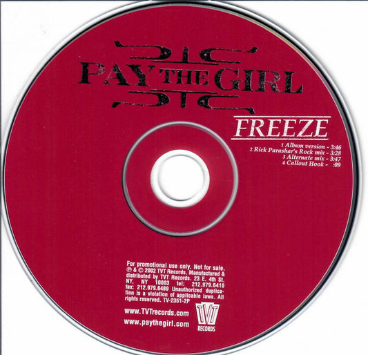 Pay The Girl : Freeze (CD, Maxi, Promo)