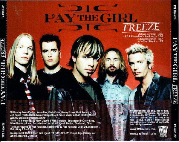 Pay The Girl : Freeze (CD, Maxi, Promo)