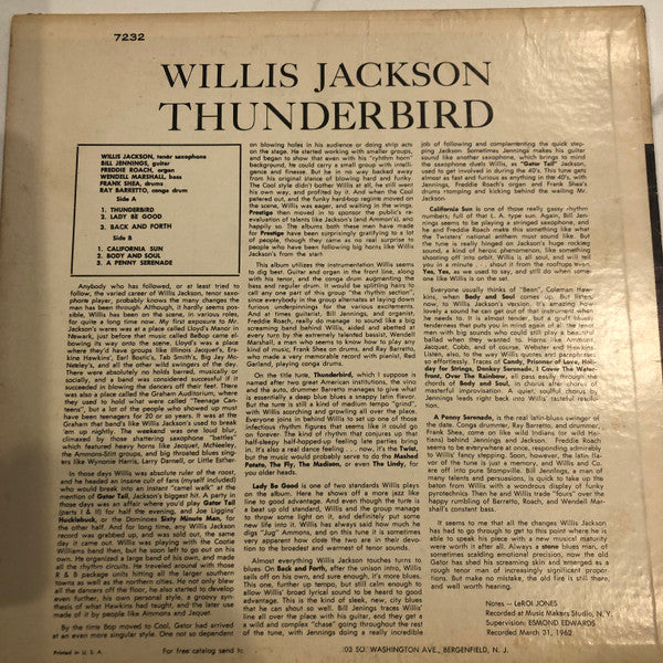 Willis Jackson : Thunderbird (LP, Album, RE)