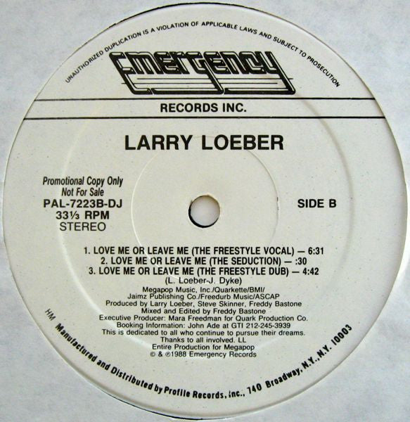Larry Loeber : Love Me Or Leave Me (12", Promo)