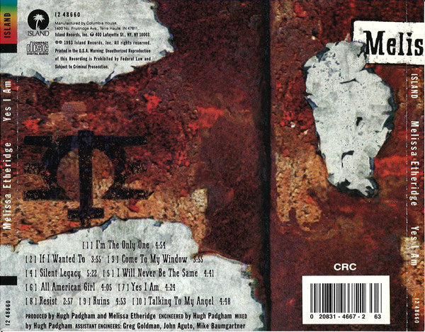 Melissa Etheridge : Yes I Am (CD, Album, Club, Spe)