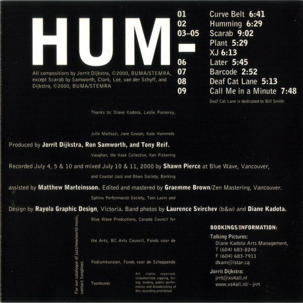Talking Pictures And Jorrit Dijkstra : Humming (CD, Album)