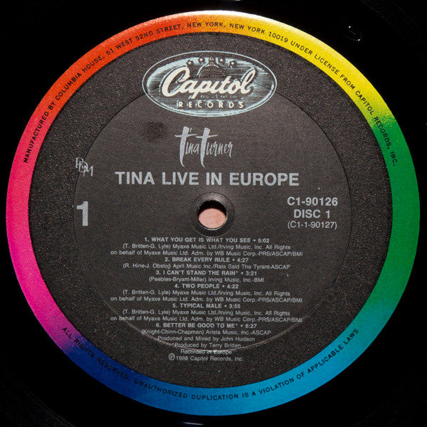 Tina Turner : Tina Live In Europe (2xLP, Album, Club)