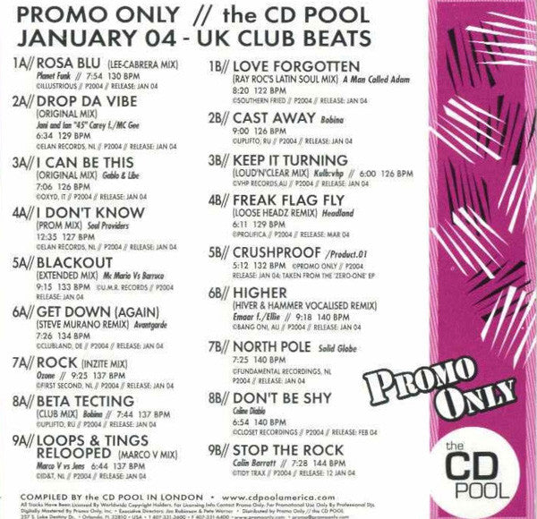 Various : Promo Only UK Club Beats: January 04 (2xCD, Comp, Promo)