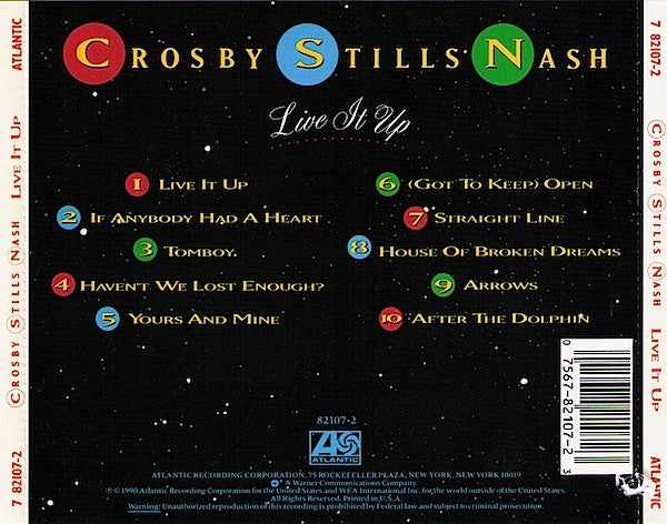 Crosby, Stills & Nash : Live It Up (CD, Album)