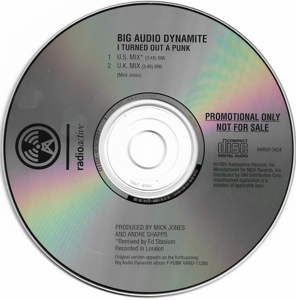 Big Audio Dynamite : I Turned Out A Punk (CD, Single, Promo)