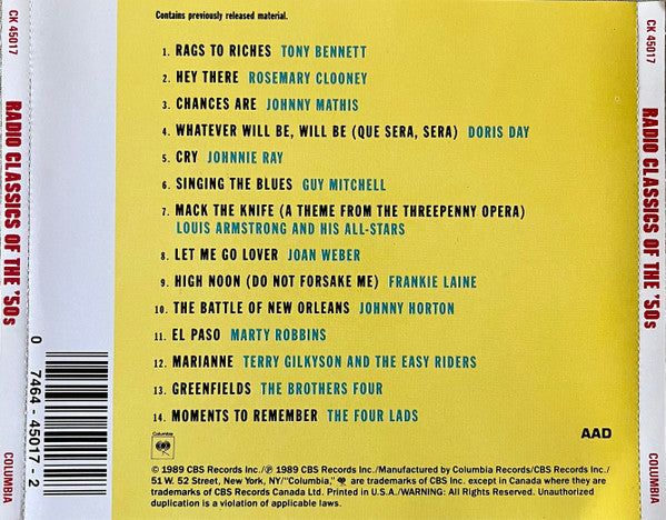 Various : Radio Classics Of The '50s (CD, Comp, Mono)