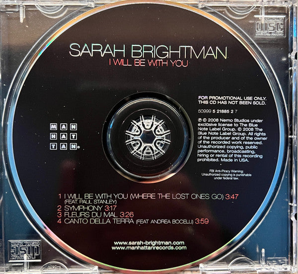 Sarah Brightman : I Will Be With You (Where The Lost Ones Go) (CD, Promo, Smplr)