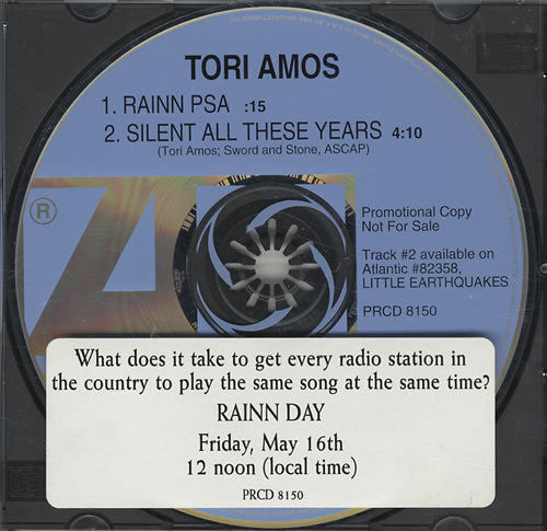 Tori Amos : RAINN PSA / Silent All These Years (CD, Single, Promo)