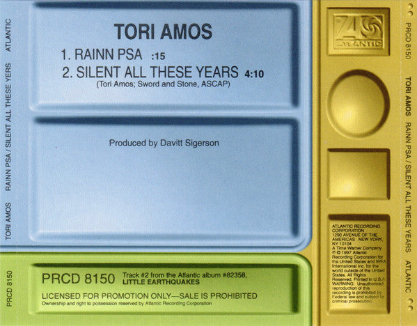 Tori Amos : RAINN PSA / Silent All These Years (CD, Single, Promo)