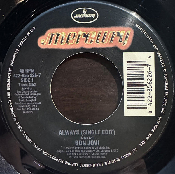 Bon Jovi : Always (7", Single)