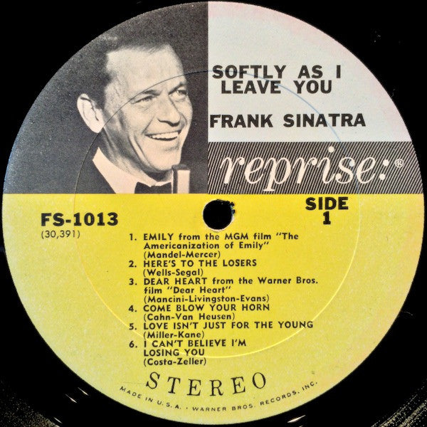 Frank Sinatra : Softly, As I Leave You (LP, Album, RP)