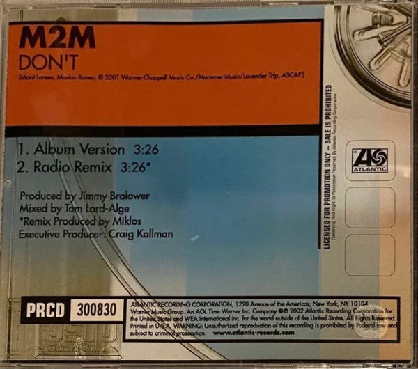 M2M : Don't (CD, Single, Promo)