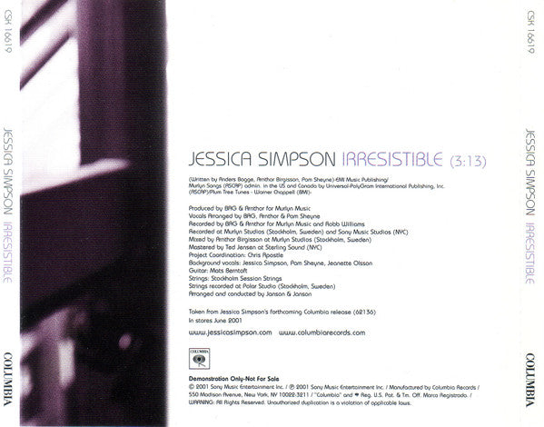 Jessica Simpson : Irresistible (CD, Single, Promo)