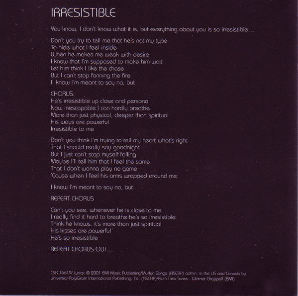 Jessica Simpson : Irresistible (CD, Single, Promo)