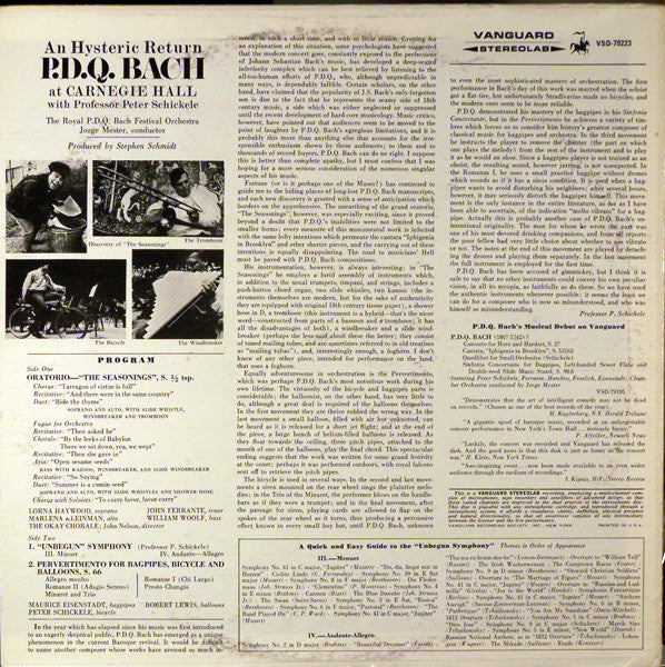 Peter Schickele : An Hysteric Return P.D.Q. Bach At Carnegie Hall (LP, Album, RE)