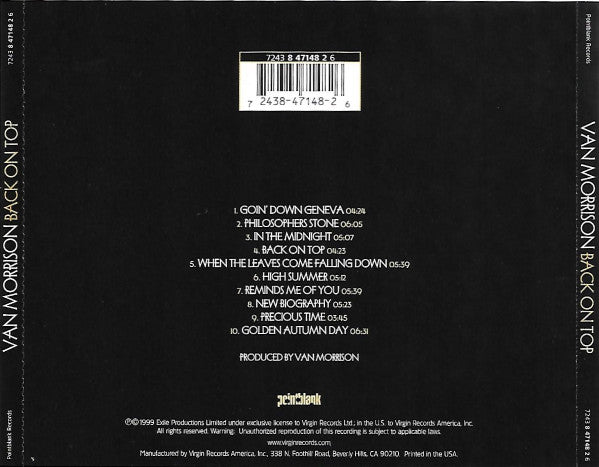Van Morrison : Back On Top (CD, Album)