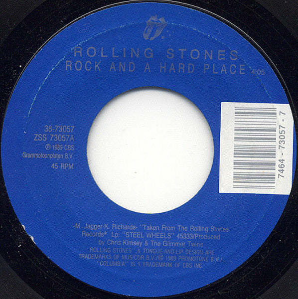 The Rolling Stones : Rock And A Hard Place (7", Single, Styrene, Car)