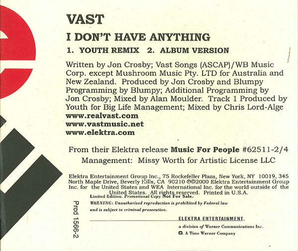 VAST : I Don't Have Anything (CD, Single, Ltd, Promo)