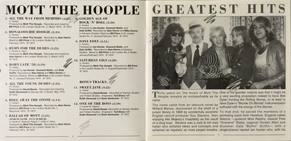 Mott The Hoople : Greatest Hits (CD, Comp, RE, RM, Exp)