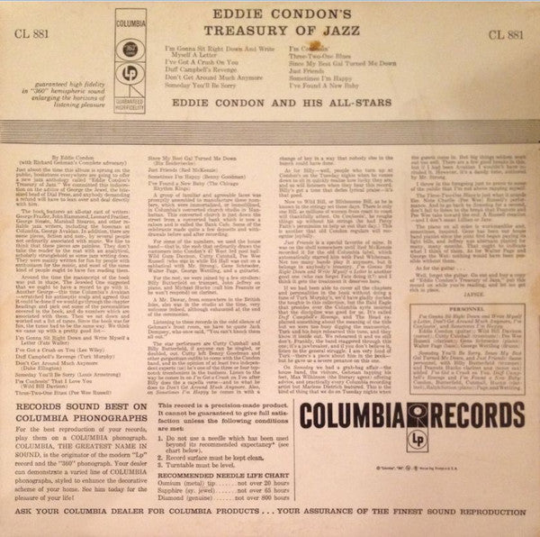 Eddie Condon And His All-Stars : Eddie Condon's Treasury Of Jazz (LP, Album, Mono, Hol)