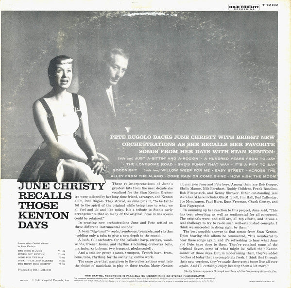 June Christy : June Christy Recalls Those Kenton Days (LP, Album, Mono)
