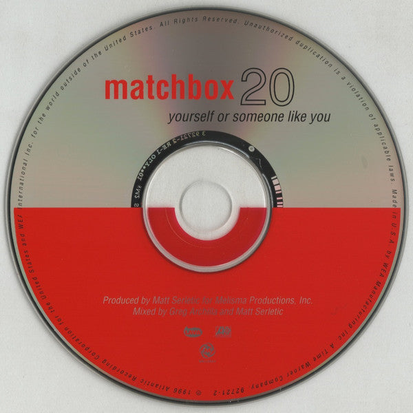 Matchbox Twenty : Yourself Or Someone Like You (CD, Album, SRC)