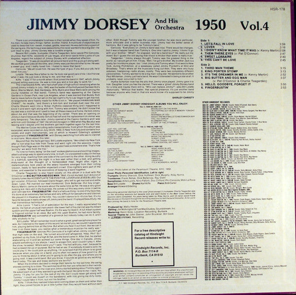 Jimmy Dorsey And His Orchestra : The Uncollected Jimmy Dorsey, Vol. 4, 1950 (LP, Mono)