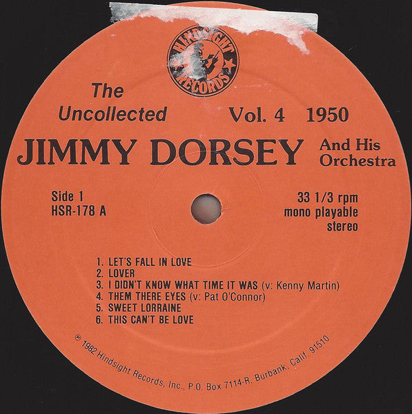 Jimmy Dorsey And His Orchestra : The Uncollected Jimmy Dorsey, Vol. 4, 1950 (LP, Mono)