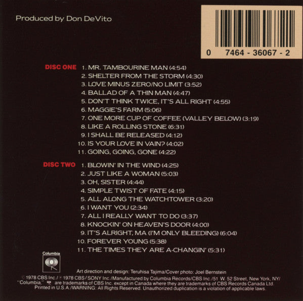 Bob Dylan : Bob Dylan At Budokan (2xCD, Album, RE)