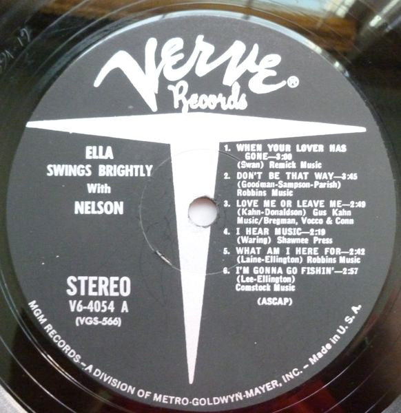 Fitzgerald* - Riddle* : Ella Swings Brightly With Nelson (LP, Album, MGM)