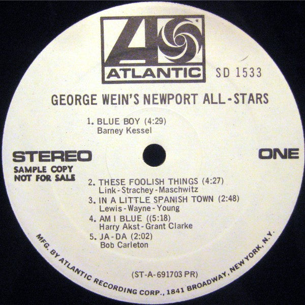 George Wein & The Newport All-Stars : George Wein's Newport All-Stars (LP, Album, Promo)