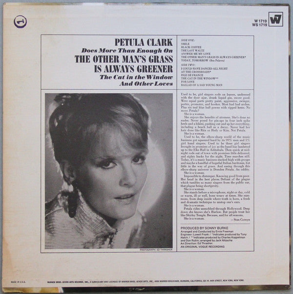 Petula Clark : The Other Man's Grass Is Always Greener (LP, Album, Pit)