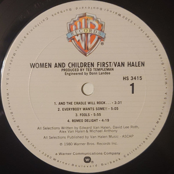 Van Halen : Women And Children First (LP, Album, Club)