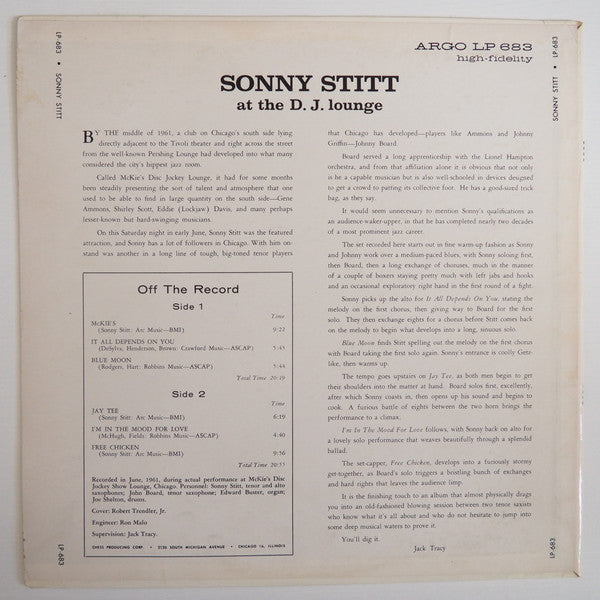 Sonny Stitt : At The D.J. Lounge (LP, Mono)