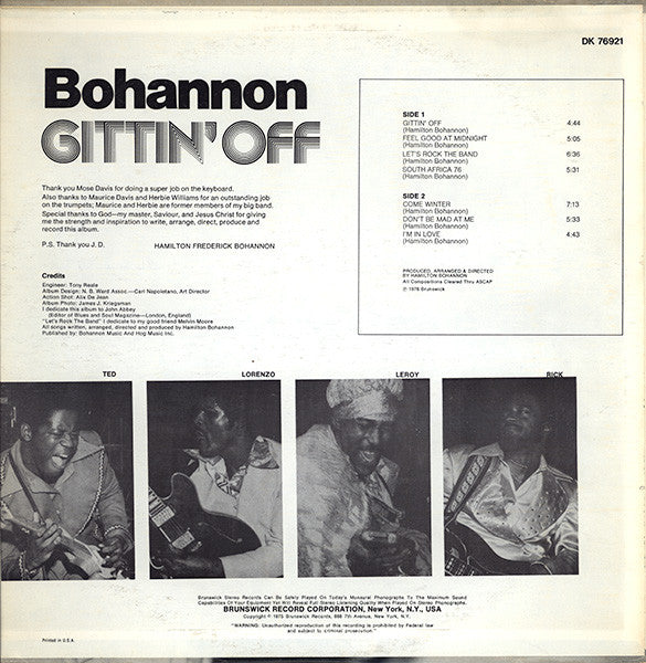 Hamilton Bohannon : Gittin' Off (LP, Album)