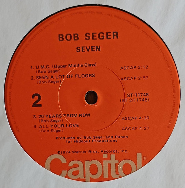 Bob Seger : Seven (LP, Album, RE, Jac)