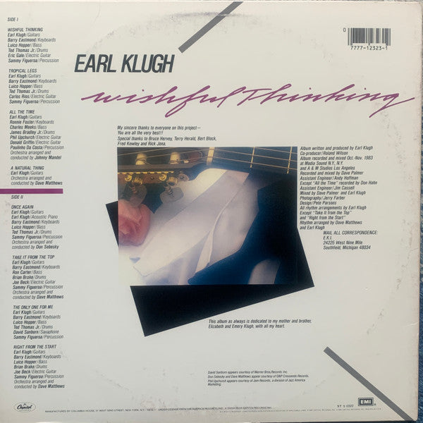 Earl Klugh : Wishful Thinking (LP, Album, Club, Pit)