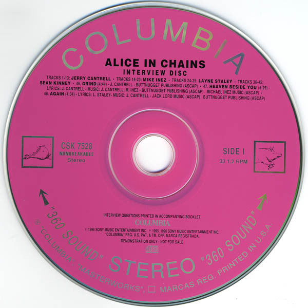 Alice In Chains : Interview Disc (CD, Promo)