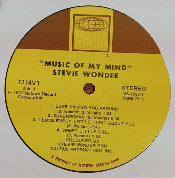 Stevie Wonder : Music Of My Mind (LP, Album, Gat)