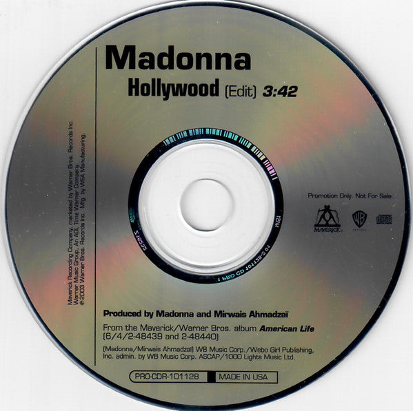 Madonna : Hollywood (CD, Single, Promo)