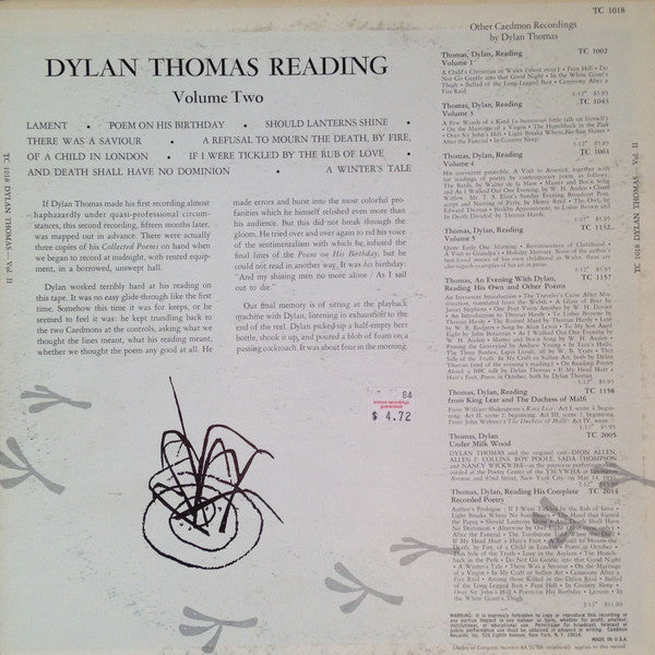Dylan Thomas : Reading Volume 2 (LP)
