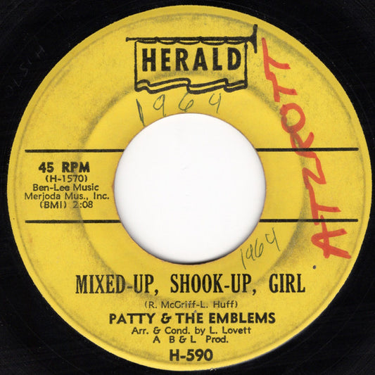 Patty & The Emblems : Mixed-Up, Shook-Up, Girl / Ordinary Guy (7", Single)