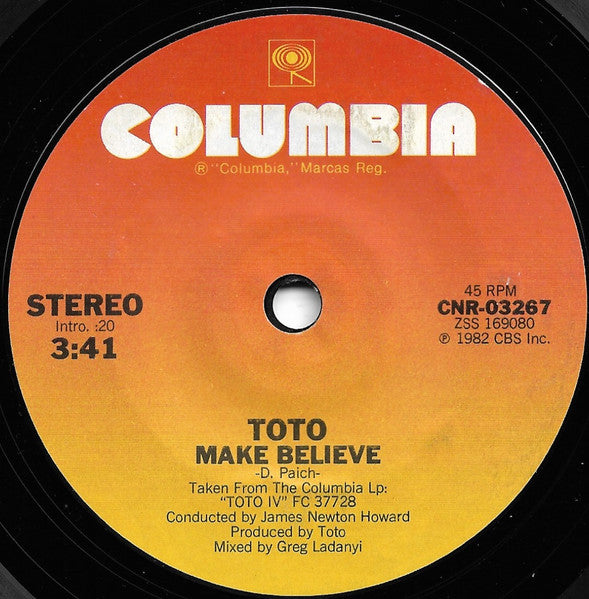Toto : Make Believe (7", S/Sided, Single, Pit)