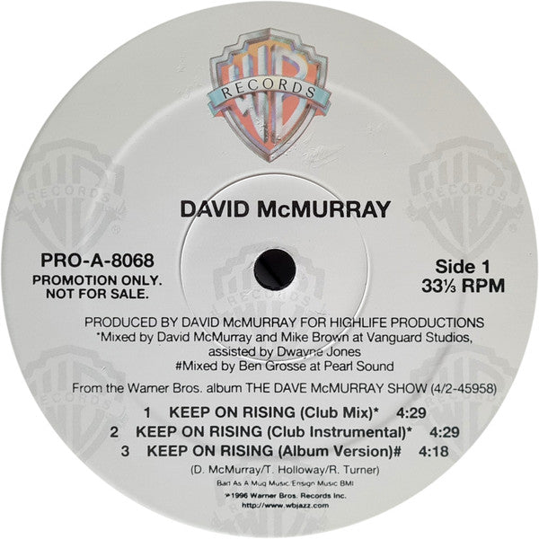David McMurray : Keep On Rising (12", Promo)