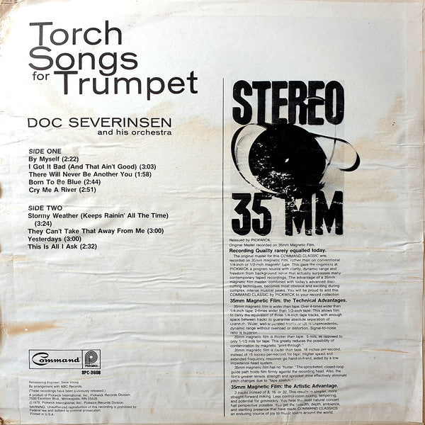 Doc Severinsen And His Orchestra : Torch Songs For Trumpet (LP, Album, RE)